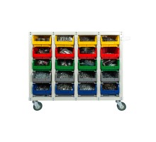 Стеллаж с направляющими мобильный, односторонний, Стелла-техник V3-20-125-И 20 ячеек, грузоподъемность 350кг