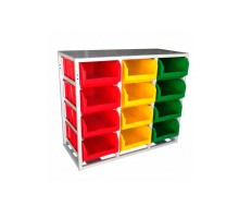 Стеллаж с направляющими Стелла-техник V4-12 стационарный, односторонний, 12 ячеек с ящиками