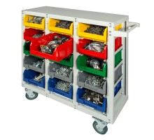 Стеллаж с направляющими мобильный, односторонний, Стелла-техник V3-15-125-И 15 ячеек, грузоподъемность 350кг