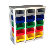 Стеллаж с направляющими Стелла-техник V3-15 стационарный, односторонний, 15 ячеек с ящиками