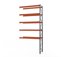 Секция приставная стеллажа металлического паллетного (6000х2700х1100 мм), 5 ярусов