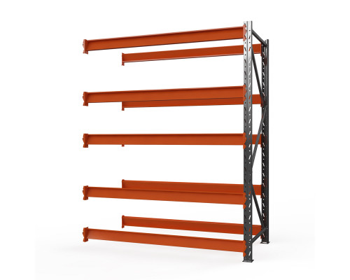 Секция приставная стеллажа металлического Оптима, 3500x1250x785 мм. Ярусы: 6 шт. без настила