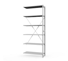 Секция приставная стеллажа металлического ТСУ Универсал, 3000x760x300 мм. Полки: метал. перф.  6 шт.